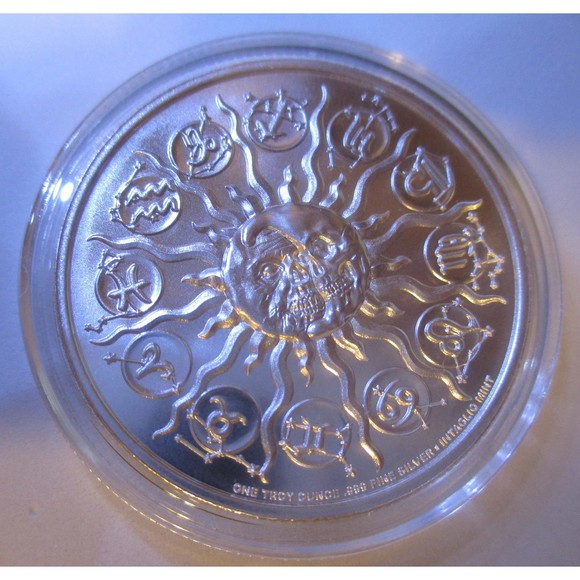 ARIES - ZOMBIE Zodiac Series 1 OZ 999 Silver Round in Capsule Skull Apocalypse - Picture 2 of 6